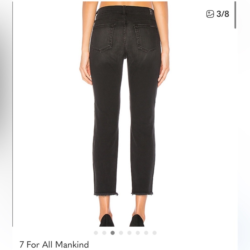7 for All Mankind ‘Roxanne’ Jeans with Frayed hem in Black Onyx, size 25.